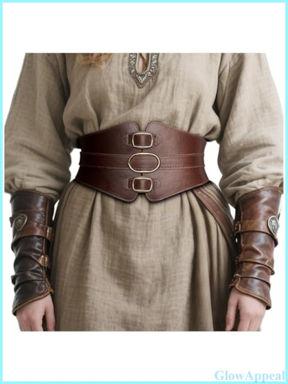 Faux Leather Renaissance Corset Belt Snap Waist Cincher
